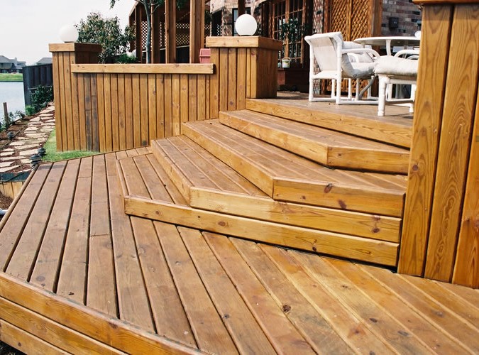 Custom wood deck build 9