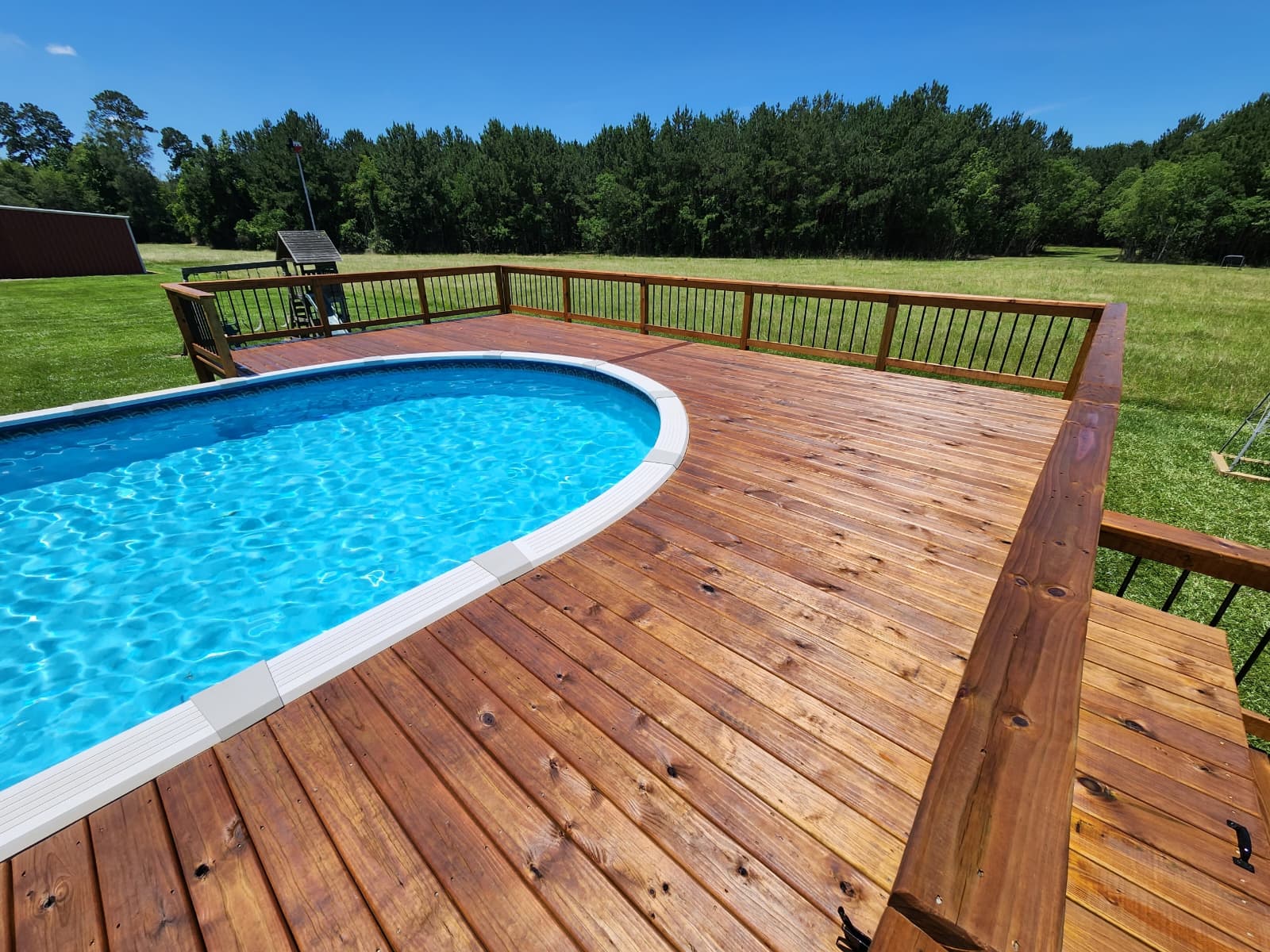 Custom wood deck build 12