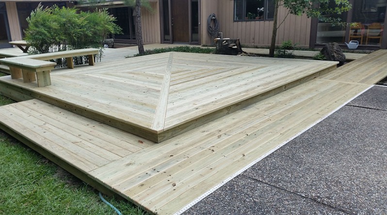Custom wood deck build 5