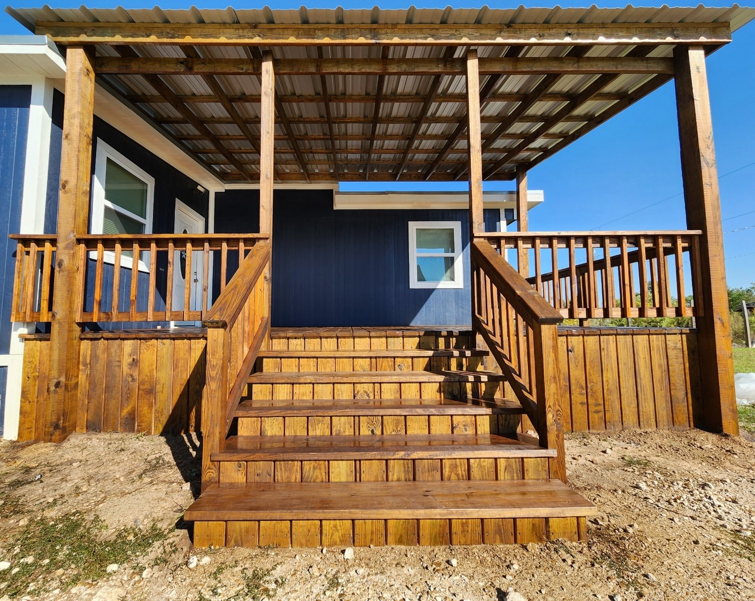 Custom wood deck build 10