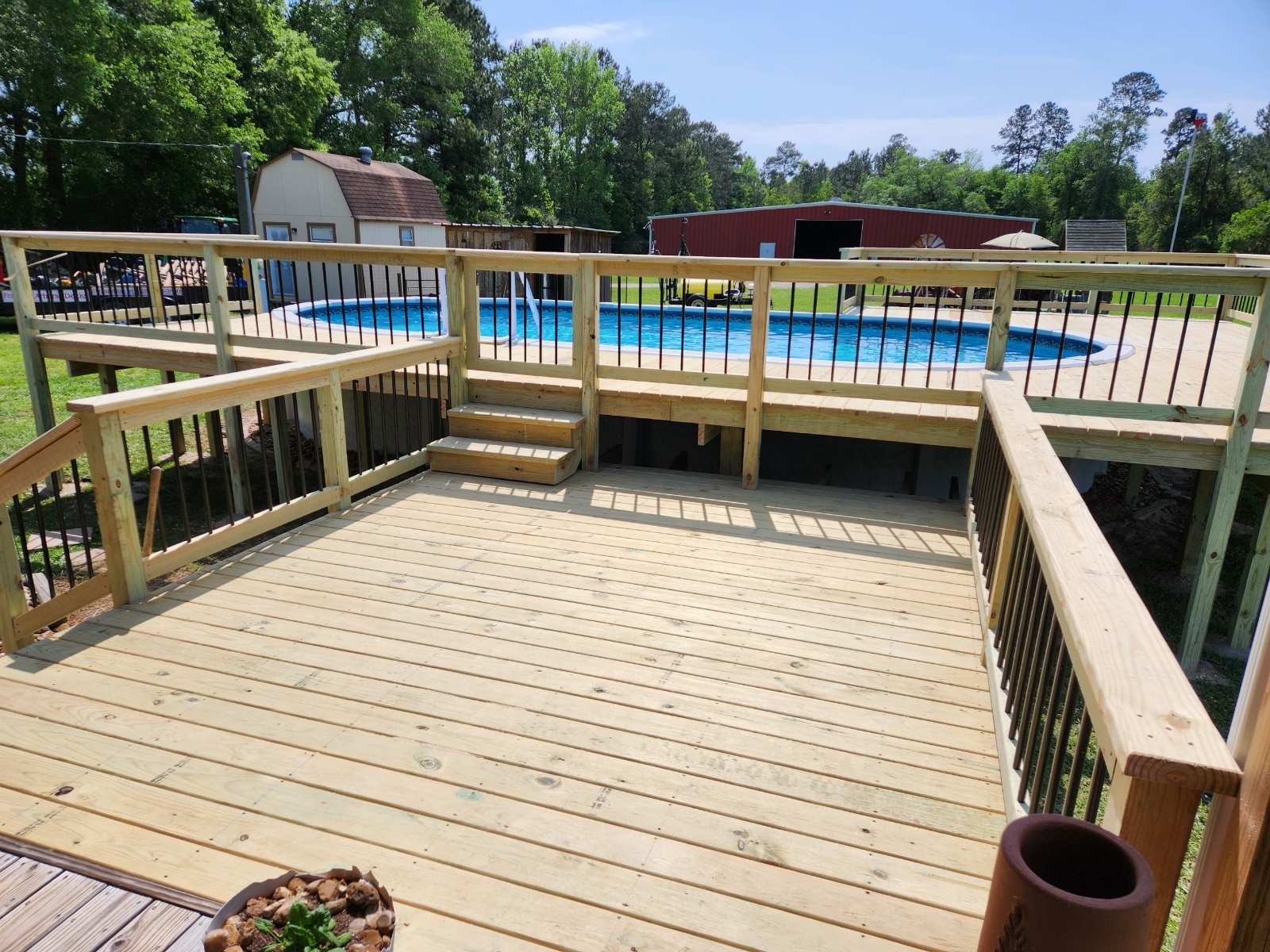 Custom wood deck build 2