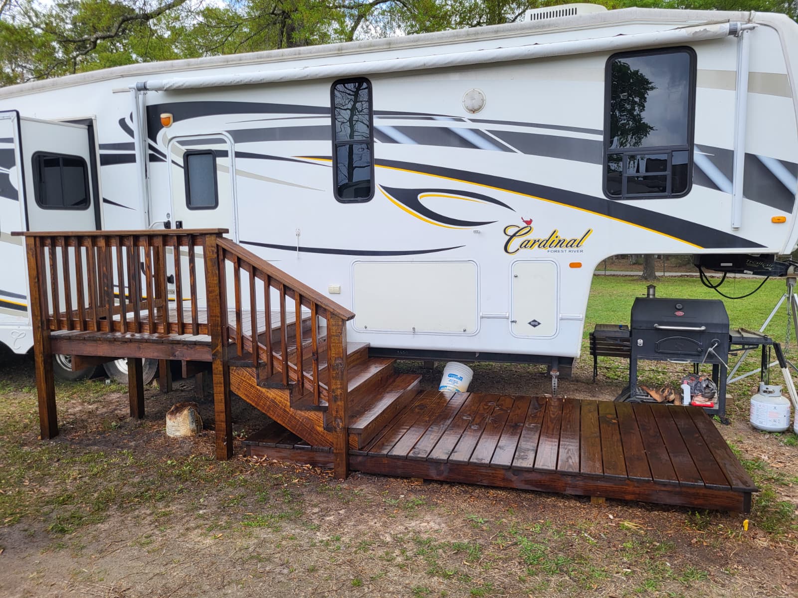 Custom wood deck build 11
