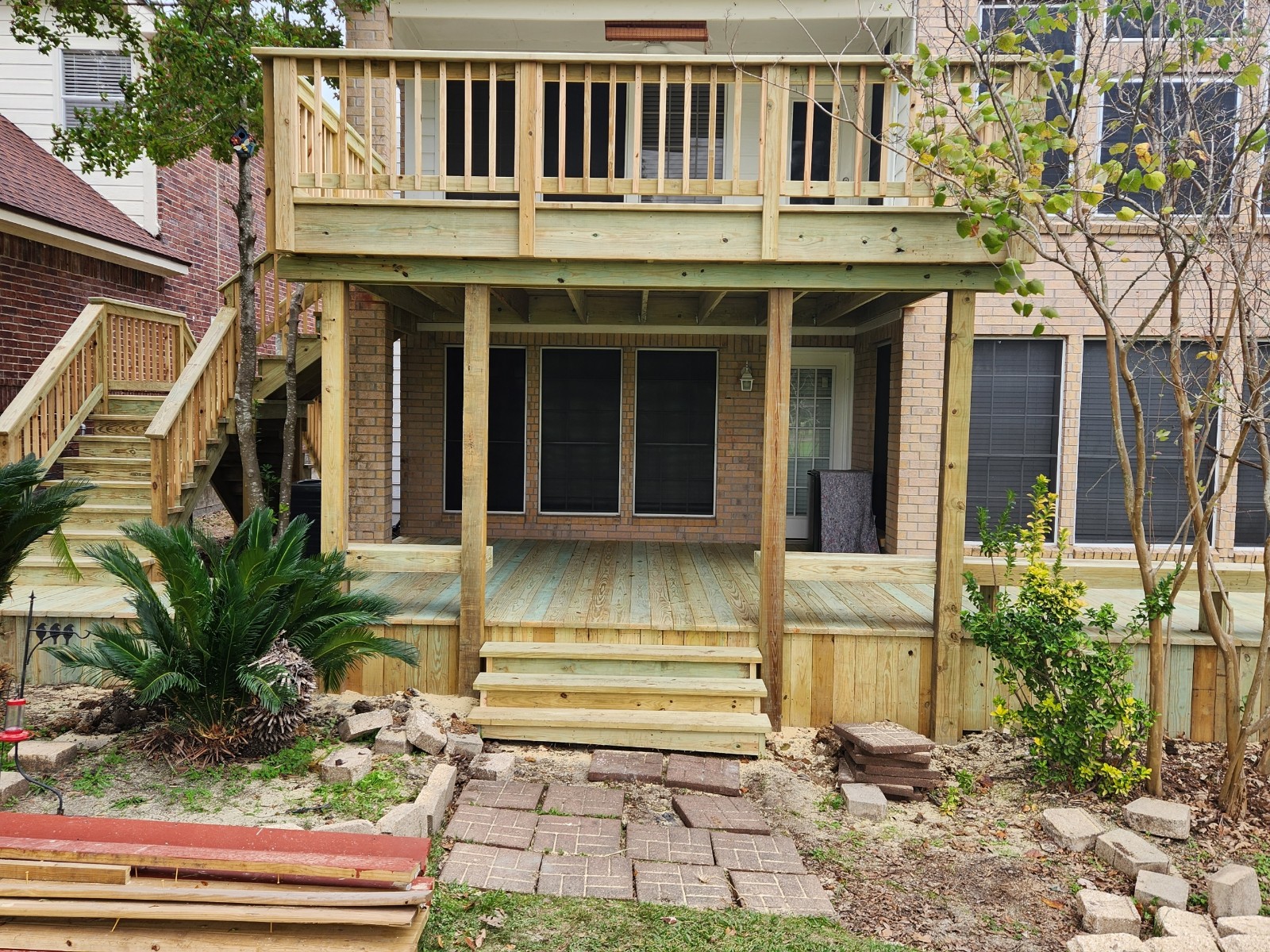 Custom wood deck build 7