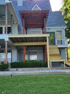 custom decks and pergola with balcony