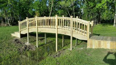 Custom wood deck bridge